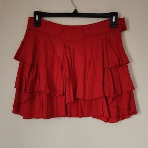 Forever 21 Muted Red Tiered Frilly Mini Skirt - Size M